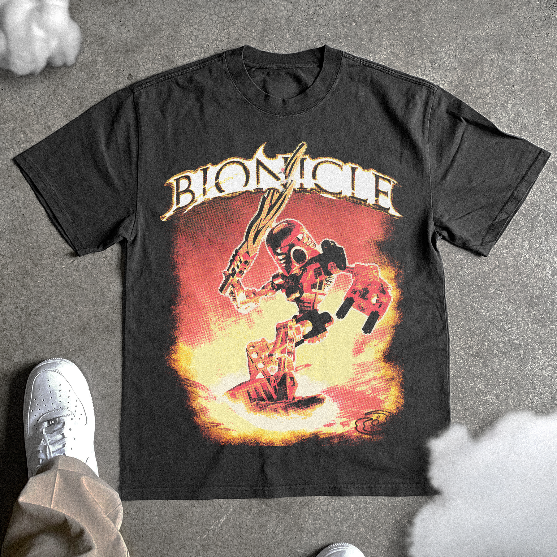 Bionicle 'Lava' Tahu Heavyweight Washed Black T-Shirt – AOCTW