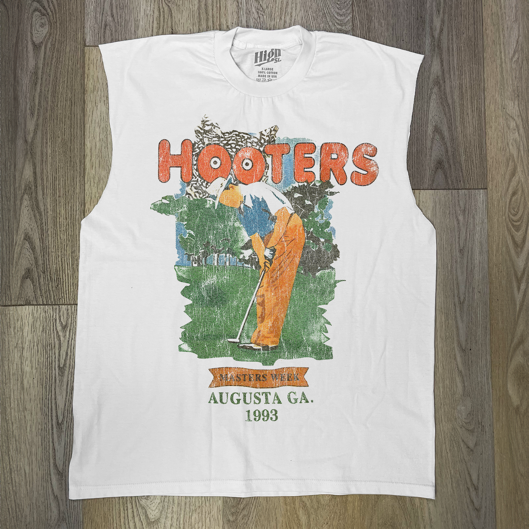 Hooters Match Week 'Augusta' 93 Heavyweight White Cut-Off T-Shirt