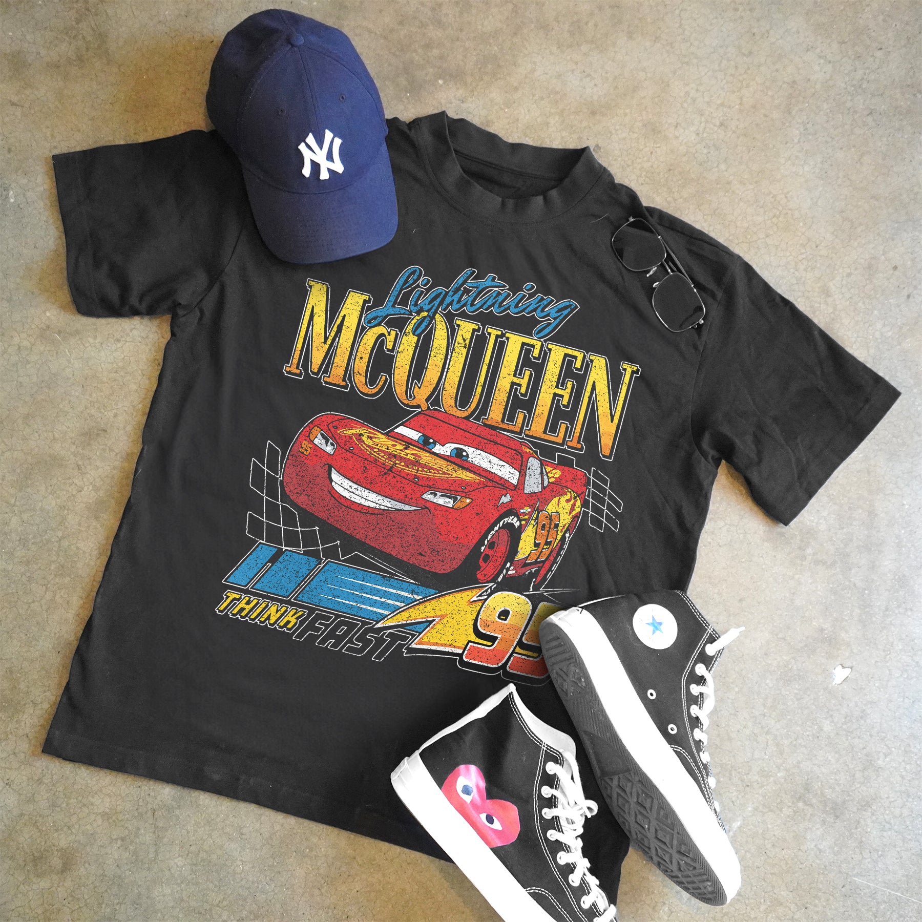 Lightning Mcqueen Heavyweight Black T-Shirt – AOCTW