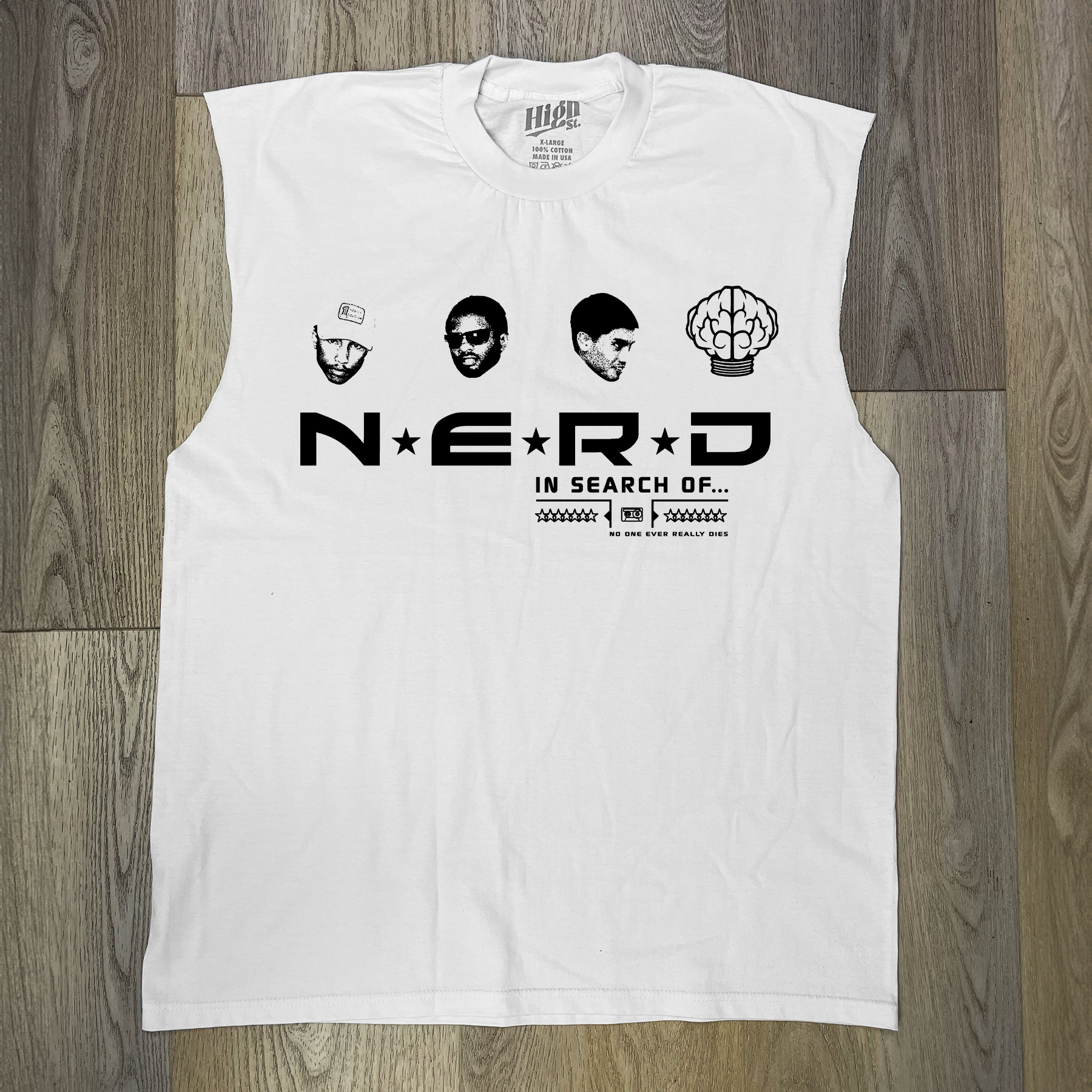 VINTAGE N.E.R.D 2002 'IN SEARCH OF' MERCH HEAVYWEIGHT WHITE