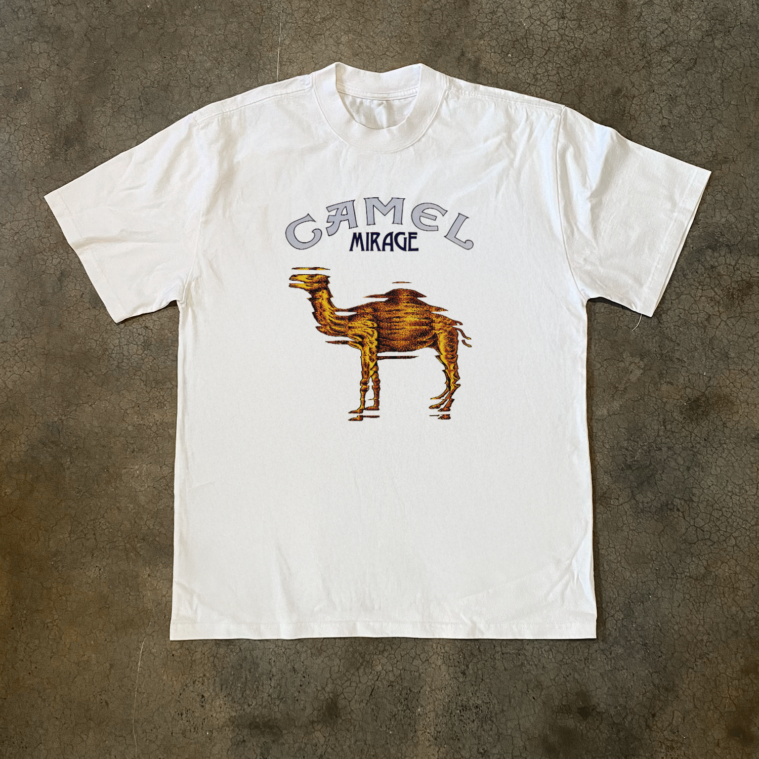 Camel 'Mirage' Faded Heavyweight White Tee – AOCTW