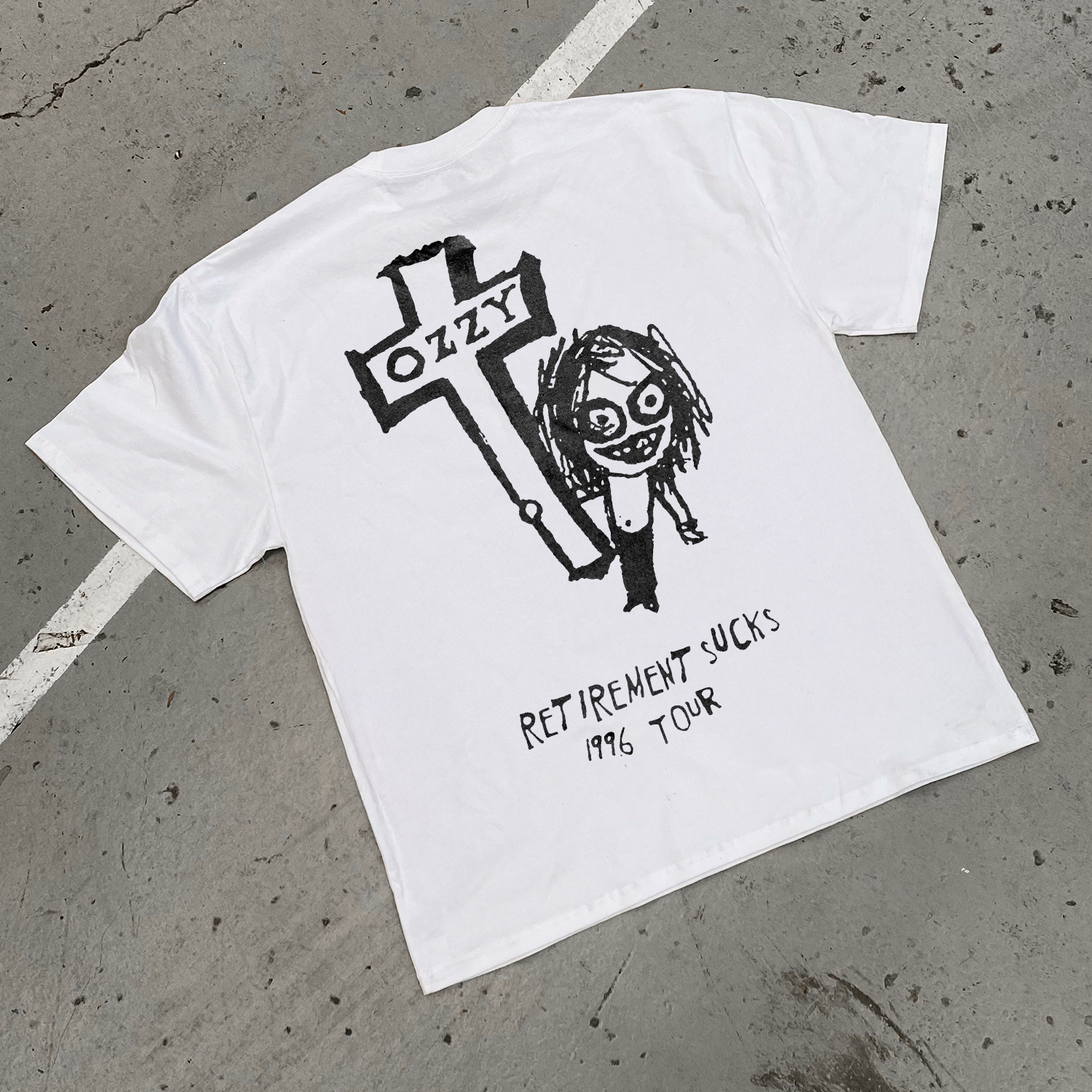 希少ホワイト グラフィックTシャツ オッズオン　ozzcroce archive Vintage Ozzy Osbourne 