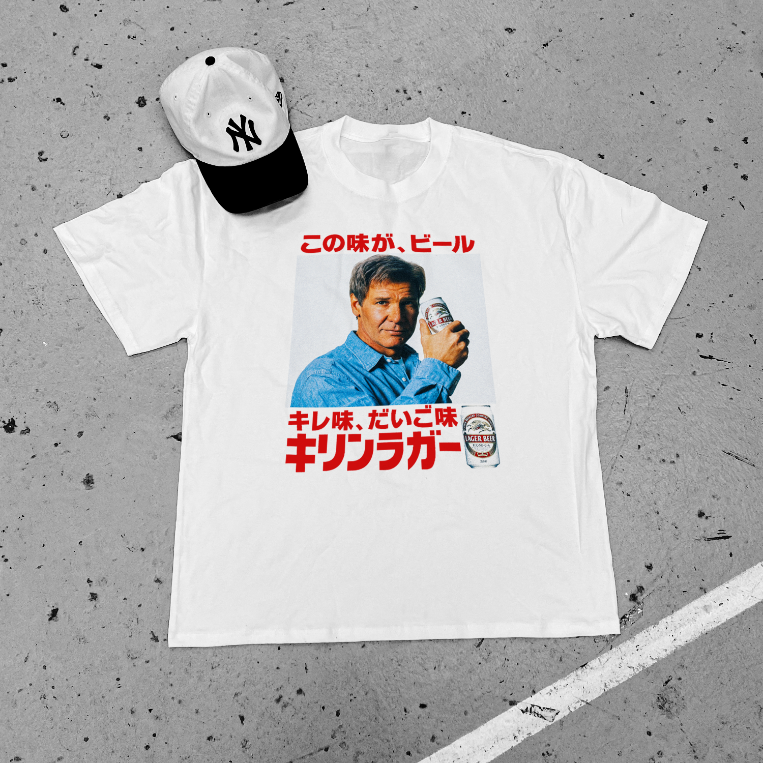 1994 Harrison Ford 'Kirin' Japanese Beer Promo Heavy Faded Tee – AOCTW