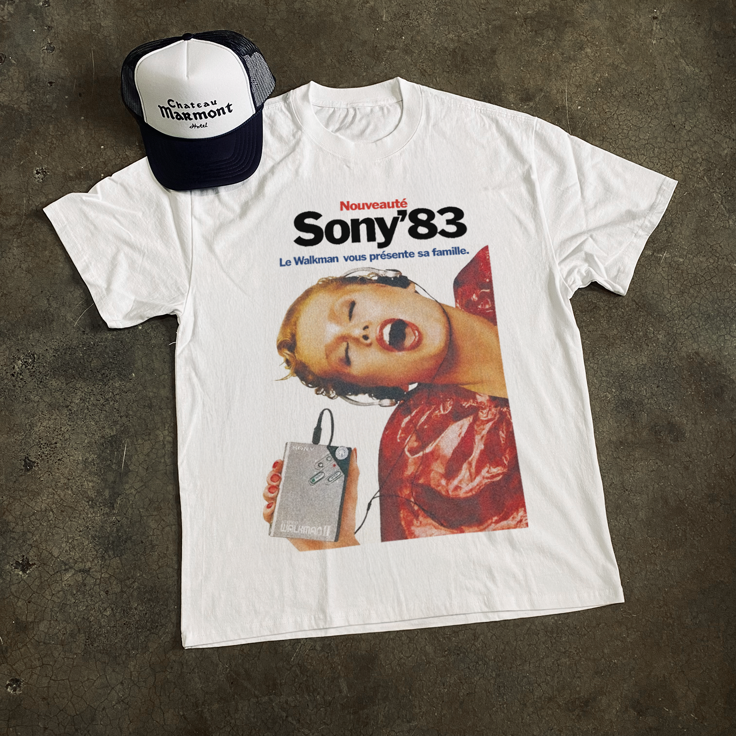 83 French 'Sony Walkman' Heavy Faded White Tee – AOCTW