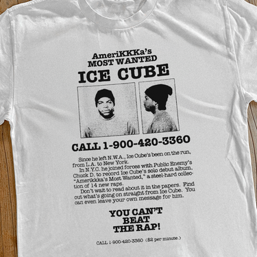 ICE CUBE 'AMERIKKKAS MOST WANTED' POSTER HEAVY WHITE TEE