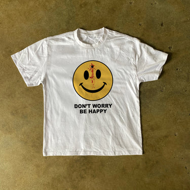 DON'T WORRY BE HAPPY HEAVYWEIGHT WHITE T-SHIRT