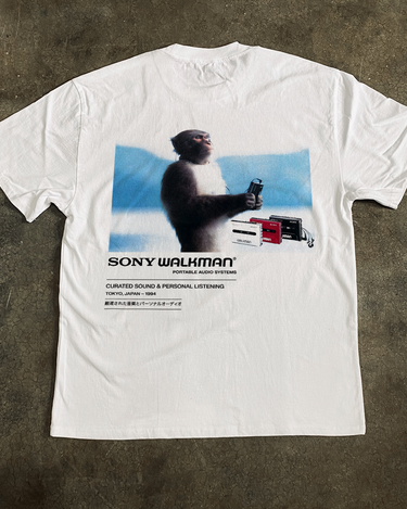 ミュージシャン SADS Big Silhouette Tee MONKEY MARDIGRAS 1988 Sony 'Meditating Monkey' White Heavyweight Faded Tee – AOCTW