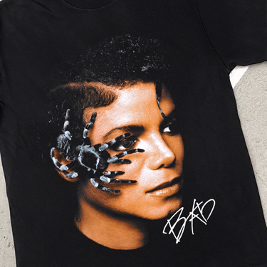 M. JACKSON 'SPIDER' BAD HEAVYWEIGHT BLACK T-SHIRT
