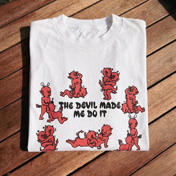 Devils 'The Devil Made Me Do It' NSFW Whit Heavy Faded Tee – AOCTW