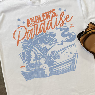 ANGLER'S PARADISE HEAVYWEIGHT WHITE TSHIRT