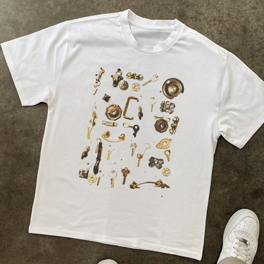 VINTAGE KEYS HEAVYWEIGHT WHITE TSHIRT