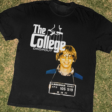 GODFATHER 'THE COLLEGE DROPOUT' BILL GATES HEAVYWEIGHT FADED TEE