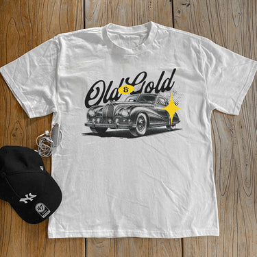 OLD & GOLD JAGUAR XK120 HEAVYWEIGHT WHITE T-SHIRT
