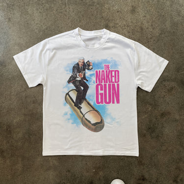 THE NAKED GUN MOVIE HEAVYWEIGHT WHITE T-SHIRT