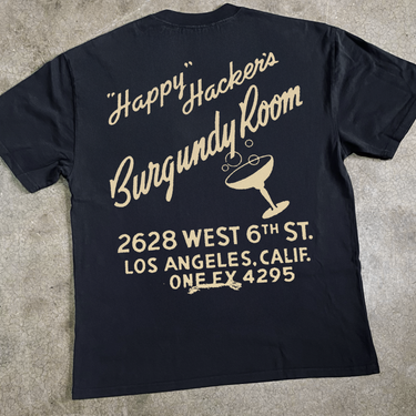 'BURGUNDY ROOM' HEAVY FADED BLACK TEE
