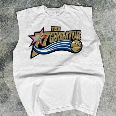 Philly 76Ers 'The Generator' Edgecombe Cut-Off Heavy White Tee