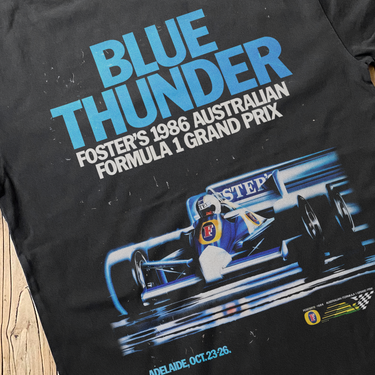 'BLUE THUNDER' 1986 FOSTERS GRAND PRIX HEAVY BLACK TEE