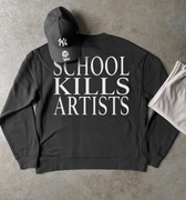 'SCHOOL KILLS ARTISTS' BLACK CREWNECK product mockup 1