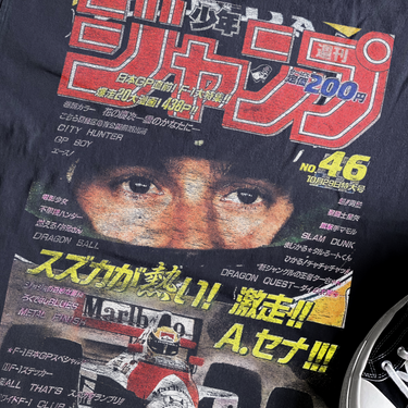 'AYRTON SENNA' 90s SHONEN COVER HEAVY BLACK TEE