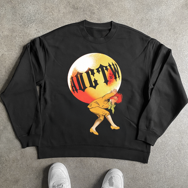 'ATLAS' BLACK CREWNECK FLEECE SWEATSHIRT