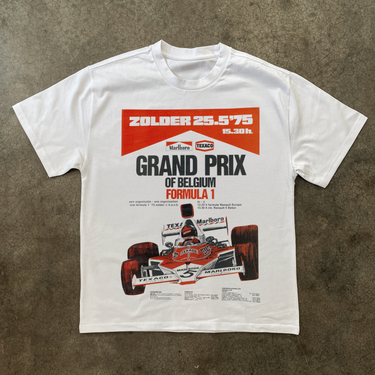 1975 'BELGUIM GRAND PRIX' HEAVY WHITE T-SHIRT