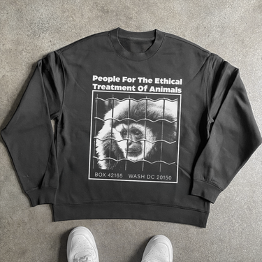 PETA 'MONKEY' 90s STYLE BLACK CREWNECK