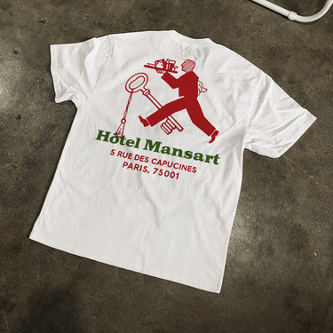 DOPE RETRO 'HOTEL MANSART' PARIS HOTEL FADED HEAVY WHITE TEE