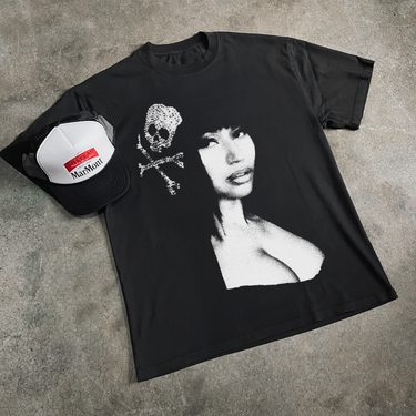 'EMO BARBIE' NICKI MINAJ SKULL HEAVY FADED BLACK TEE