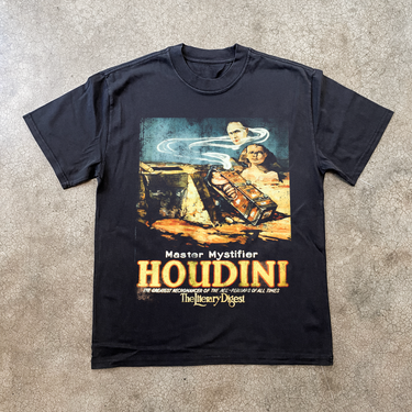 'MYSTIFIER HOUDINI' VINTAGE HEAVY FADED BLACK TEE