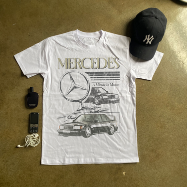 MERCEDES VINTAGE WHITE WHITE HEAVY WEIGHT TEE