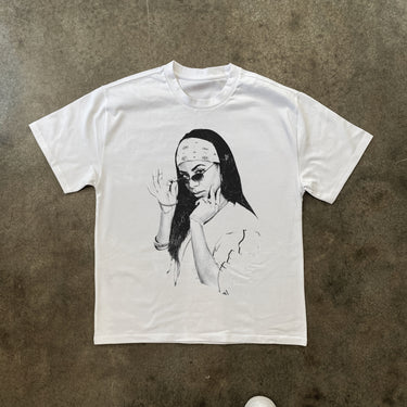 AALIYAH 2001 HEAVYWEIGHT WHITE T-SHIRT