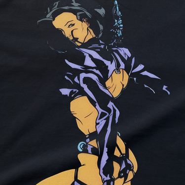 AEON FLUX 'STRAPPED' HEAVYWEIGHT BLACK T-SHIRT