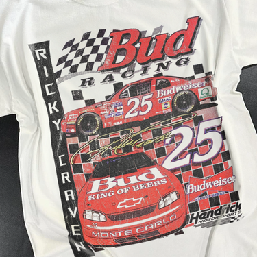 R1CKY CRAVEN BUD RACING HEAVYWEIGHT WHITE T-SHIRT