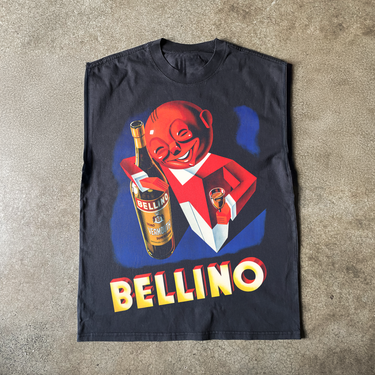 1920's 'BELLINO' WINE CUT-OFF BLACK T-SHIRT