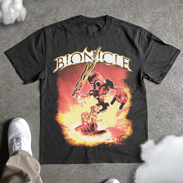 BIONICLE 'LAVA' TAHU HEAVYWEIGHT WASHED BLACK T-SHIRT