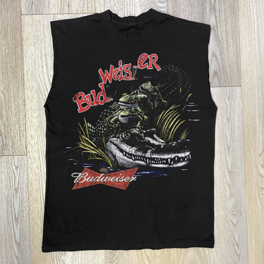 BUDWEISER GATOR FROGS HEAVYWEIGHT BLACK CUT-OFF T-SHIRT