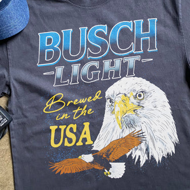 BUSCH LIGHT BREWED IN THE USA HEAVYWEIGHT BLACK T-SHIRT