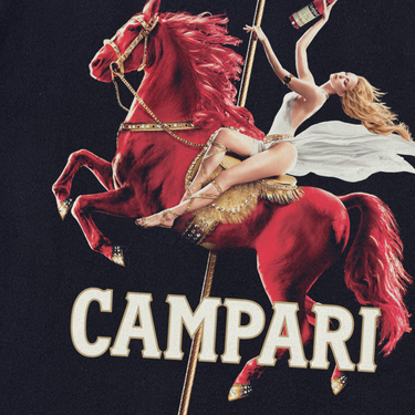 CLASSIC 'CAMPARI' RED HORSE HEAVYWEIGHT BLACK T-SHIRT