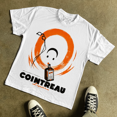 1950s 'COINTREAU' SMILEY HEAVYWEIGHT WHITE T-SHIRT