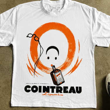 1950s 'COINTREAU' SMILEY HEAVYWEIGHT WHITE T-SHIRT