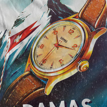 1935 'DAMAS WATCH' SWITZERLAND HEAVYWEIGHT WHITE T-SHIRT