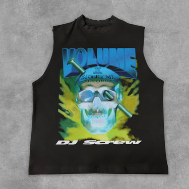 1995 'DJ SCREW VOL. II' SKULL CUT-OFF SLEEVELESS BLACK T-SHIRT