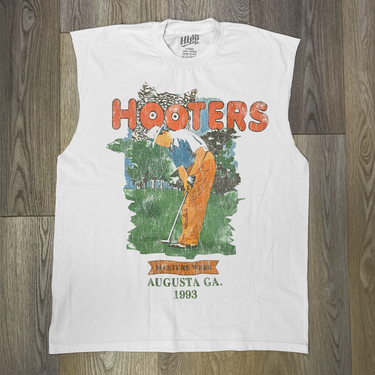 H00TERS MATCH WEEK 'AUGUSTA' 93 HEAVYWEIGHT WHITE CUT-OFF T-SHIRT