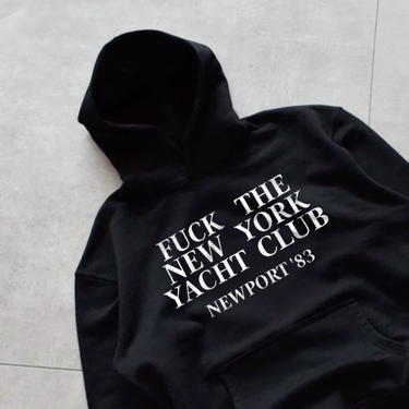 F*CK THE NYC YACHT CLUB NEWPORT '83 BLACK HOODIE