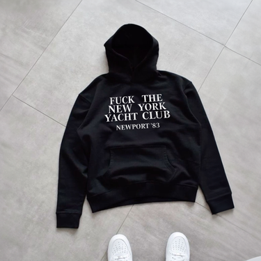 F*CK THE NYC YACHT CLUB NEWPORT '83 BLACK HOODIE