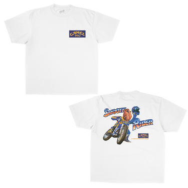 JOE CAMEL MOTO HEAVY WEIGHT WHITE T-SHIRT