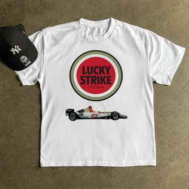 LUCKY STRIKE F1 HEAVY WEIGHT WHITE T-SHIRT