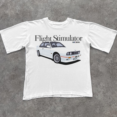 'FLIGHT STIMULATOR' M3 RACING HEAVY WEIGHT WHITE T-SHIRT