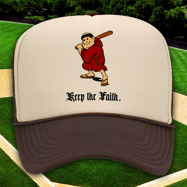 'KEEP THE FAITH' BASEBALL TWO-TONE BROWN TRUCKER HAT