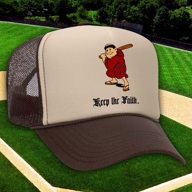 'KEEP THE FAITH' BASEBALL TWO-TONE BROWN TRUCKER HAT